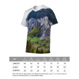 yanfind Adult Full Print T-shirts (men And Women) Alpine Altitude Amazing Breathtaking Calm Cascade Cloudy Coniferous Countryside Destination Forest Grassy
