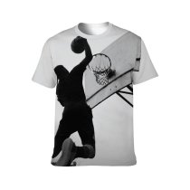 yanfind Adult Full Print T-shirts (men And Women) Action Basketball Bw Challenge Competition Confident Court Daytime Effort Endurance Energy Exercise