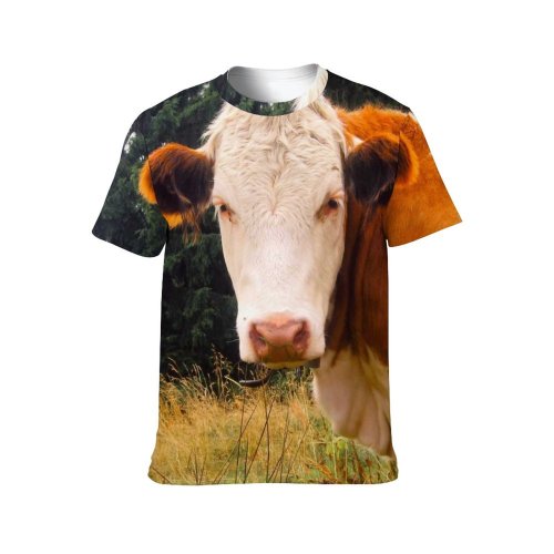 yanfind Adult Full Print T-shirts (men And Women) Agriculture Beef Calf Cow Farm Farming Farmland Field Grass Graze Land Meadow