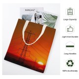 yanfind Great Martin Canvas Tote Bag Double Cable Lines Light Electric Transmission Utility Pole Gold Foggy Fog white-style1 38×41cm