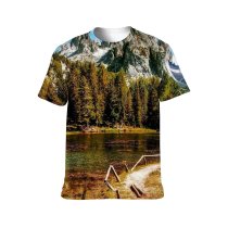 yanfind Adult Full Print T-shirts (men And Women) Adventure Daylight Dolomites Forest Grass Italy Lake Landscape Marsh Hiking Outdoors