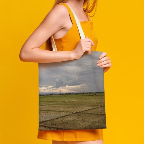 yanfind Great Martin Canvas Tote Bag Double Field Grassland Outdoors Countryside Paddy Land Grey white-style1 38×41cm