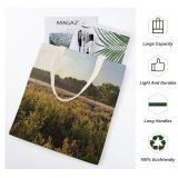 yanfind Great Martin Canvas Tote Bag Double Field Grassland Outdoors Countryside Farm Rural Meadow Plant Vegetation Land Grass Tree white-style1 38×41cm