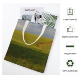 yanfind Great Martin Canvas Tote Bag Double Field Grassland Outdoors Countryside Land Grass Plant Landscape Farm Meadow Rural Scenery white-style1 38×41cm