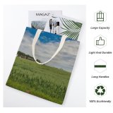 yanfind Great Martin Canvas Tote Bag Double Field Grassland Outdoors Countryside Grass Plant Farm Rural Land Meadow Pasture Vegetation white-style1 38×41cm