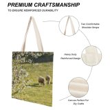 yanfind Great Martin Canvas Tote Bag Double Field Grassland Outdoors Sheep Countryside Farm Grazing Meadow Pasture Ranch Rural Ávila white-style1 38×41cm