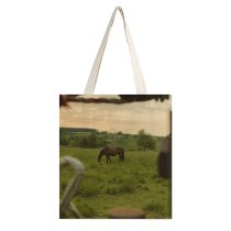 yanfind Great Martin Canvas Tote Bag Double Field Grassland Outdoors Horse Countryside Farm Rural Meadow Grazing Pasture Ranch Land white-style1 38×41cm