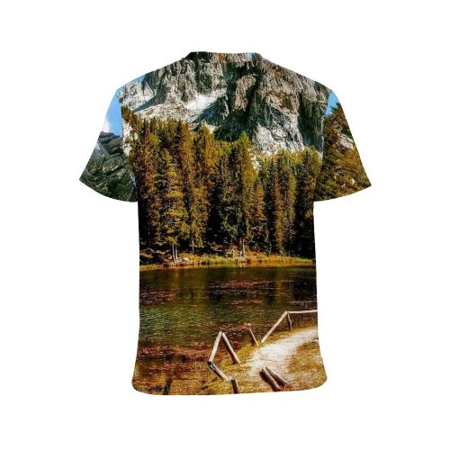 yanfind Adult Full Print T-shirts (men And Women) Adventure Daylight Dolomites Forest Grass Italy Lake Landscape Marsh Hiking Outdoors
