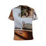yanfind Adult Full Print T-shirts (men And Women) Accommodation Apartment Art Cabinet Calm Carpet Classic Comfort Condominium Cozy Curtain Daylight