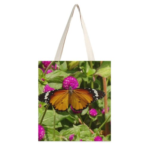 yanfind Great Martin Canvas Tote Bag Double Butterfly Insect Invertebrate Monarch Plant Birds Flower white-style1 38×41cm