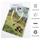 yanfind Great Martin Canvas Tote Bag Double Field Grassland Outdoors Cattle Cow Countryside Farm Rural Meadow Pasture Ranch Grazing white-style1 38×41cm