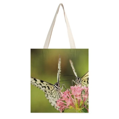 yanfind Great Martin Canvas Tote Bag Double Butterfly Insect Invertebrate Flower Pair Wing Pollen Plant Flora Bug Taiwan white-style1 38×41cm