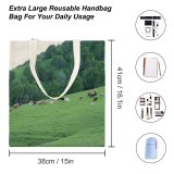 yanfind Great Martin Canvas Tote Bag Double Field Cattle Cow Grassland Outdoors Sheep Countryside Farm Grazing Meadow Pasture Ranch white-style1 38×41cm