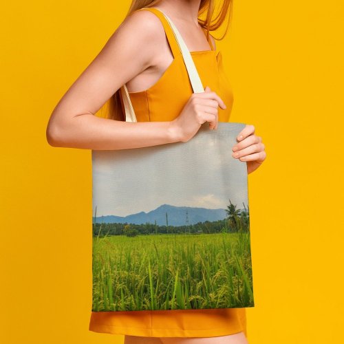 yanfind Great Martin Canvas Tote Bag Double Field Grassland Outdoors Countryside Paddy Kerala India Plant Vegetation Rural Farm Stock white-style1 38×41cm