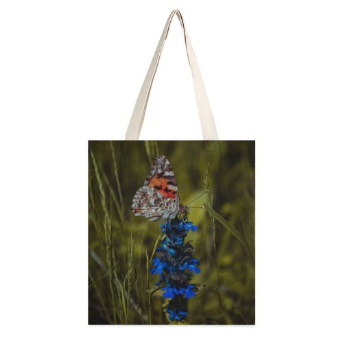 yanfind Great Martin Canvas Tote Bag Double Butterfly Insect Invertebrate Flower Podvysokoye Plant Summer Flora Lupin white-style1 38×41cm