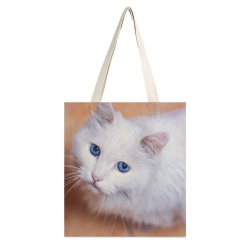 yanfind Great Martin Canvas Tote Bag Double Cat Pet Siamese Kitten Fur Manx Portrait Whiskers white-style1 38×41cm