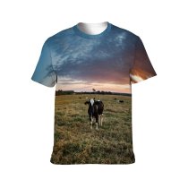 yanfind Adult Full Print T-shirts (men And Women) Atmosphere Beauty Bovidae Bovine Calf Cattle Chordate Cloudy Colorful Space