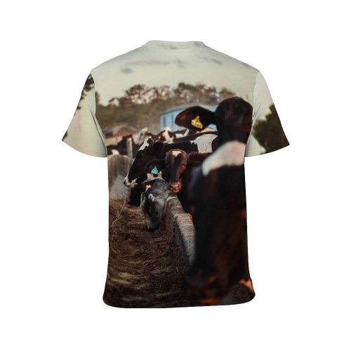 yanfind Adult Full Print T-shirts (men And Women) Agriculture Blurred Construction Country Countryside Cow Daylight Daytime Eat Ecology Farm