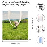 yanfind Great Martin Canvas Tote Bag Double Cow Cattle Field Grassland Outdoors Countryside Farm Rural Meadow Pasture Grazing Ranch white-style1 38×41cm