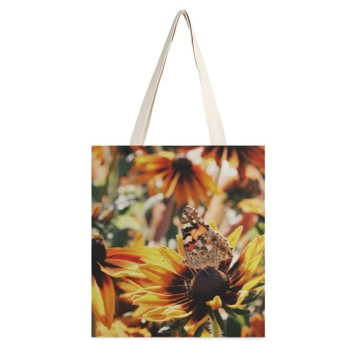 yanfind Great Martin Canvas Tote Bag Double Butterfly Flower Plant Insect Invertebrate Asteraceae Monarch Pollen Petal Plants Focus white-style1 38×41cm