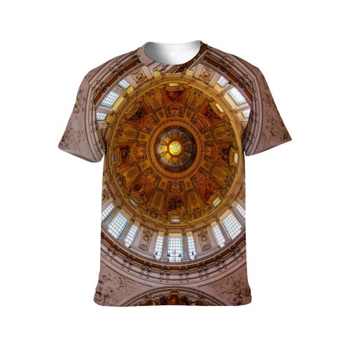 yanfind Adult Full Print T-shirts (men And Women) Ancient Architecture Art Cathedral Ceiling Church Decoration Design Dome Gold Historical Interior