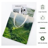 yanfind Great Martin Canvas Tote Bag Double Field Grassland Outdoors Plant Vegetation Countryside Paddy Land Tabanan Indonesien Rainforest Tree white-style1 38×41cm