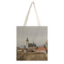 yanfind Great Martin Canvas Tote Bag Double Building Architecture Spire Steeple Roof Outdoors Countryside Rural Sky Town Chapel white-style1 38×41cm