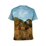 yanfind Adult Full Print T-shirts (men And Women) Adorable Atmosphere Beauty Sky Bovidae Bovine Calf Calm Cattle Charming