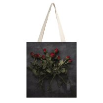 yanfind Great Martin Canvas Tote Bag Double Flower Plant Rose Love Yourself Self Care Valentines Romance Petal Grey white-style1 38×41cm