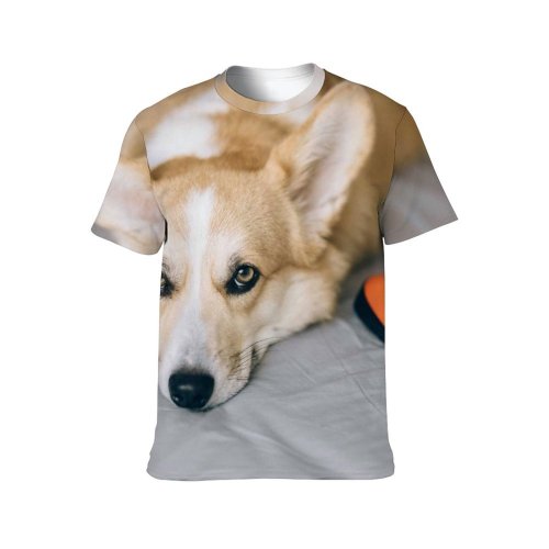 yanfind Adult Full Print T-shirts (men And Women) Adorable Beautiful Bed Friend Cute Dog Fur Furry Lazy