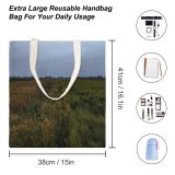 yanfind Great Martin Canvas Tote Bag Double Field Grassland Outdoors Countryside Grass Plant Land Grey Rural Paddy Vegetation Sky white-style1 38×41cm