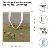 yanfind Great Martin Canvas Tote Bag Double Field Outdoors Grassland Countryside Farm Grazing Meadow Pasture Ranch Rural Sheep Cattle white-style1 38×41cm