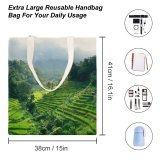 yanfind Great Martin Canvas Tote Bag Double Field Grassland Outdoors Plant Vegetation Countryside Paddy Land Tabanan Indonesien Rainforest Tree white-style1 38×41cm