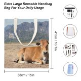 yanfind Great Martin Canvas Tote Bag Double Field Meadow Pasture Cattle Cow Ranch Countryside Farm Grassland Outdoors Rural Laos white-style1 38×41cm