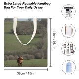 yanfind Great Martin Canvas Tote Bag Double Field Grassland Outdoors Countryside Farm Rural Meadow Pasture Ranch Grazing Leicestershire Uk white-style1 38×41cm