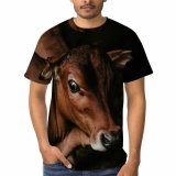 yanfind Adult Full Print T-shirts (men And Women) Agriculture Farm Grass Milk Portrait Bull Cow Baby Calf Barn Hay Cattle