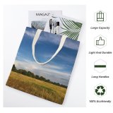 yanfind Great Martin Canvas Tote Bag Double Field Grassland Outdoors Countryside Brovars'kyi Rayon Savanna Landscape Land Rural Farm Meadow white-style1 38×41cm