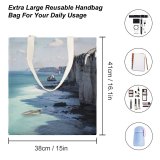 yanfind Great Martin Canvas Tote Bag Double Cliff Outdoors Promontory Ocean Sea Étretat France Shoreline Coast Grey white-style1 38×41cm