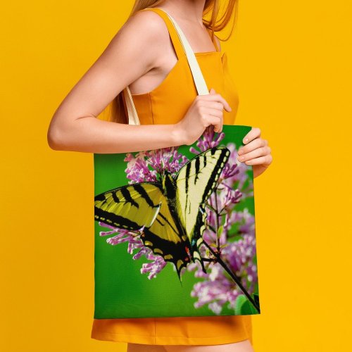 yanfind Great Martin Canvas Tote Bag Double Butterfly Flower Plant Flora Lilac Insect Invertebrate Swallowtail Wing Colorful Bug white-style1 38×41cm