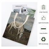 yanfind Great Martin Canvas Tote Bag Double Field Outdoors Grassland Horse Rural Countryside Farm Pasture Meadow Grazing Ranch Grey white-style1 38×41cm