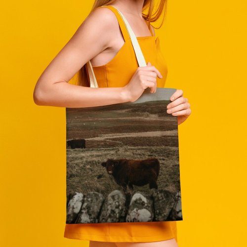 yanfind Great Martin Canvas Tote Bag Double Cow Cattle Sheep Bull Wildlife Outdoors Scotland Hills Uk Wildnerness white-style1 38×41cm