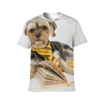 yanfind Adult Full Print T-shirts (men And Women) Adorable Alone Calm Clever Comfort Dog Fiction Floor Fluff Friendly Glasses