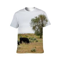 yanfind Adult Full Print T-shirts (men And Women) Agriculture Cattle Cloudy Countryside Cow Creature Farm Farmland Fauna Feed Field Grass