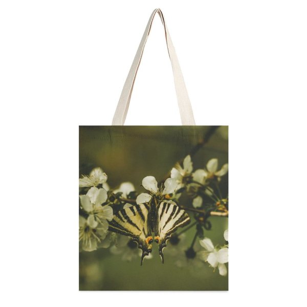 yanfind Great Martin Canvas Tote Bag Double Butterfly Flower Insect Invertebrate Plant Petal Bee Honey Birds Monarch Spring white-style1 38×41cm