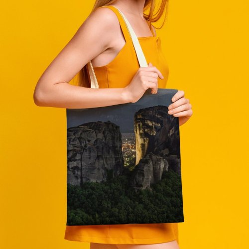 yanfind Great Martin Canvas Tote Bag Double Cliff Outdoors Rock Greece Observation Deck Kalabaka Valley Meteora Geological Formation Light white-style1 38×41cm