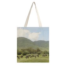 yanfind Great Martin Canvas Tote Bag Double Field Cattle Cow Outdoors Grassland Countryside Rural Farm Tanzania Pasture Meadow Ranch white-style1 38×41cm