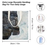 yanfind Great Martin Canvas Tote Bag Double Cliff Outdoors Ocean Sea Rock Promontory Grey Coast Shoreline River Waterfall white-style1 38×41cm
