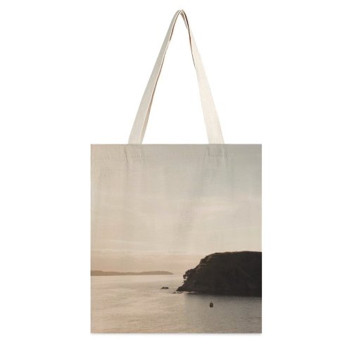 yanfind Great Martin Canvas Tote Bag Double Cliff Auckland Zealand Sunset Ocean Waiheke Island Hill Sea Side Shore white-style1 38×41cm
