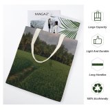 yanfind Great Martin Canvas Tote Bag Double Field Grassland Countryside Paddy Summer Plant Vegetation Sunset Land Rural Farm Outdoors white-style1 38×41cm