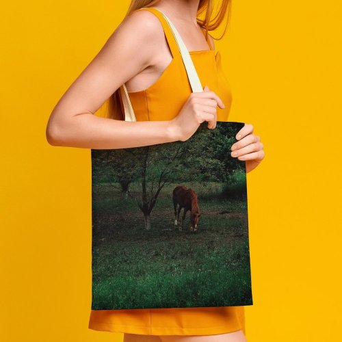 yanfind Great Martin Canvas Tote Bag Double Field Grassland Outdoors Horse Countryside Farm Rural Grazing Meadow Pasture Ranch Tree white-style1 38×41cm